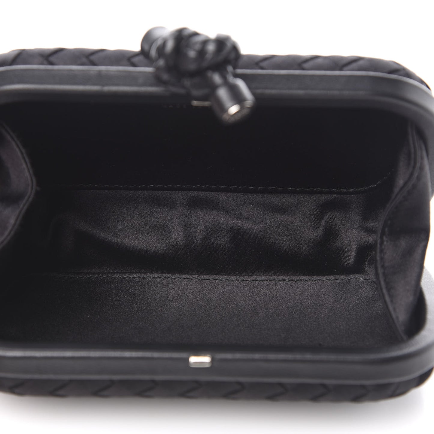 Satin Intreccio Impero Knot Clutch Black