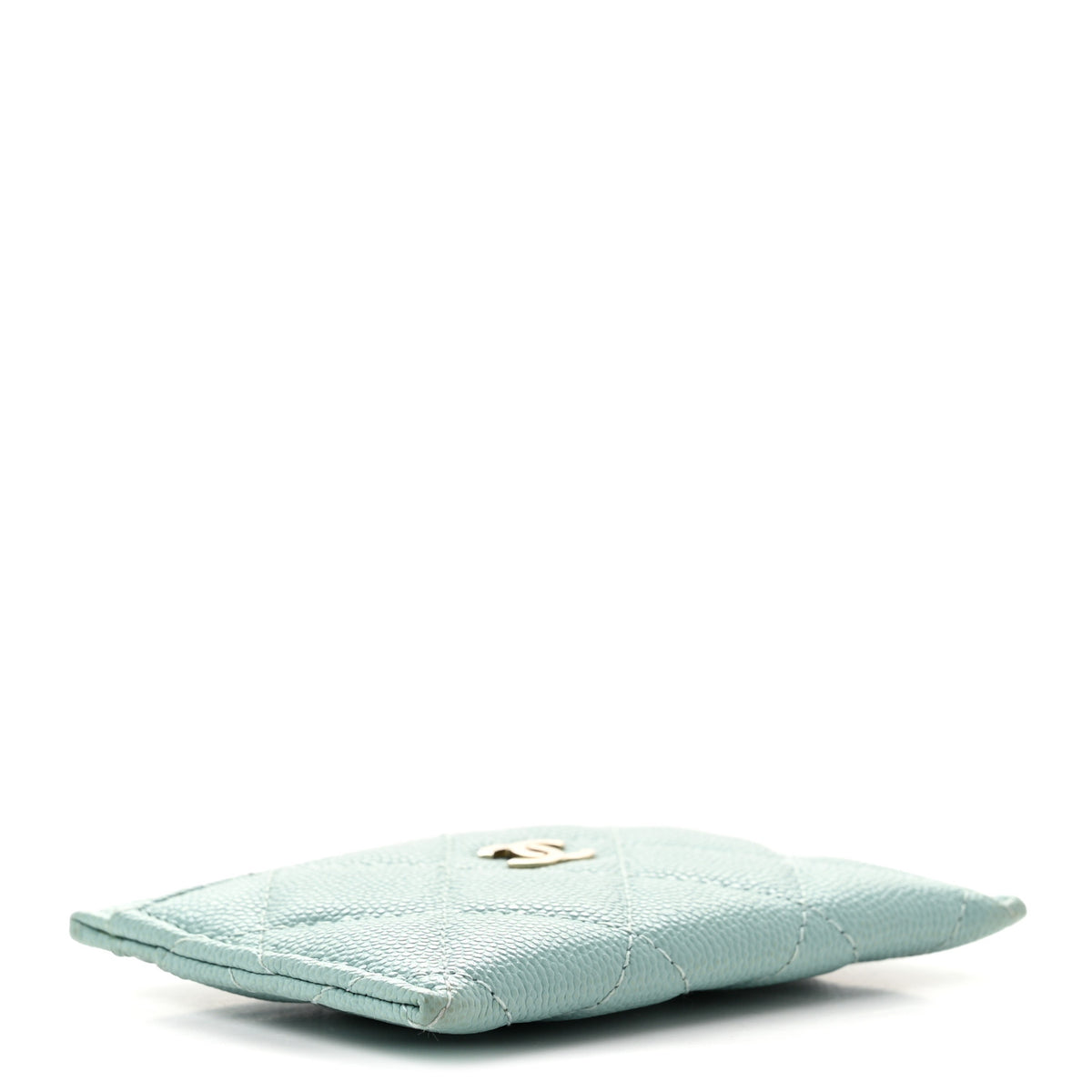 Caviar Quilted Card Holder Light Blue