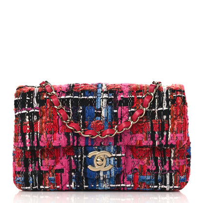 Chanel Tweed Quilted Mini Rectangular Flap Red Pink Black 1 of 10