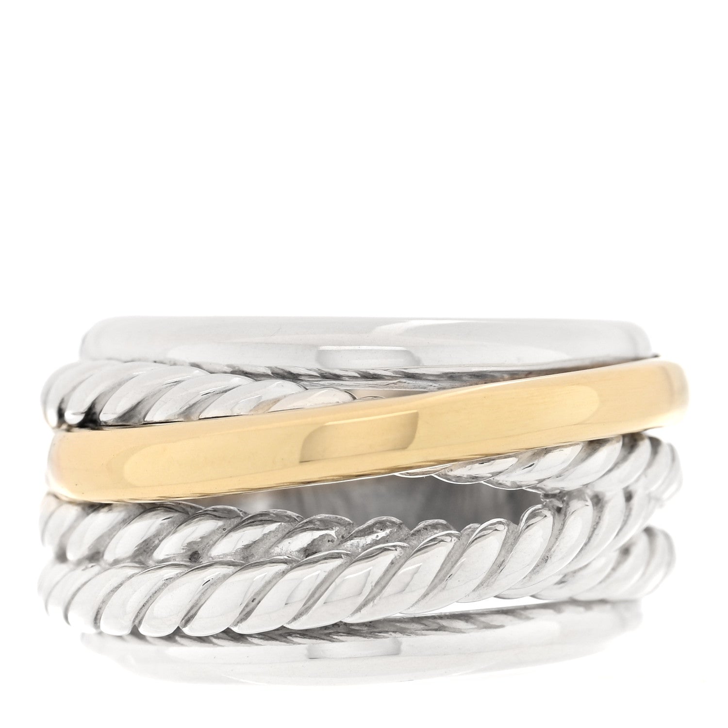 David Yurman Sterling Silver 14K Yellow Gold Narrow Crossover Ring 54 7 50/5.25 1 of 4