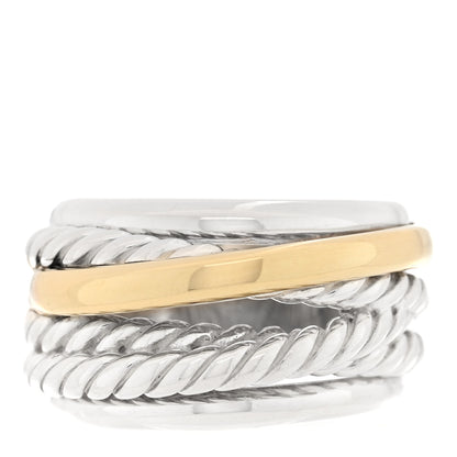 David Yurman Sterling Silver 14K Yellow Gold Narrow Crossover Ring 54 7 50/5.25 1 of 4