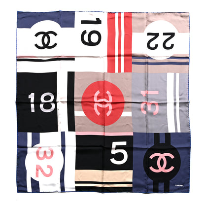 Chanel Silk CC Square Scarf Blue Pink 1 of 3