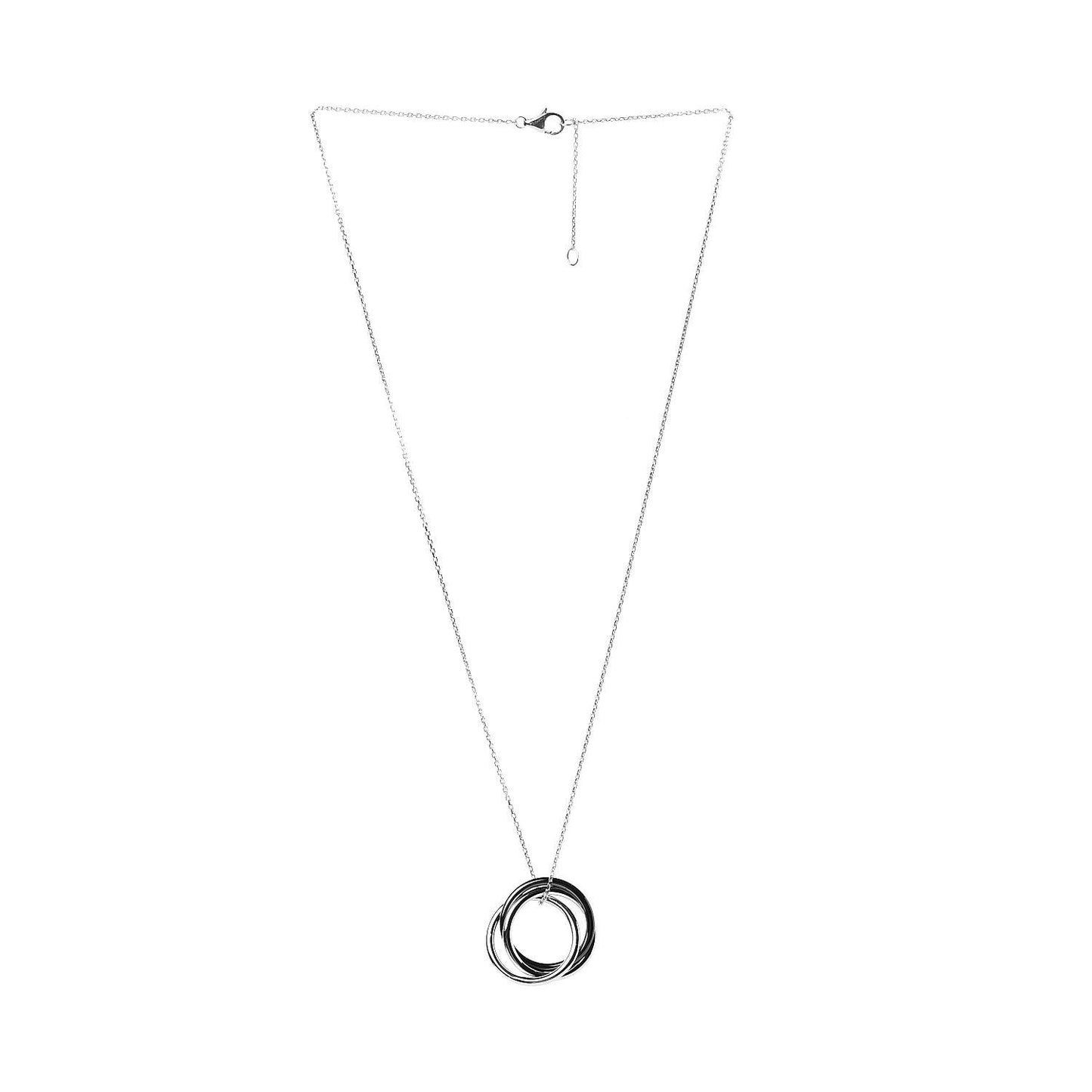 18K White Gold Black Ceramic Diamond Trinity Pendant Necklace