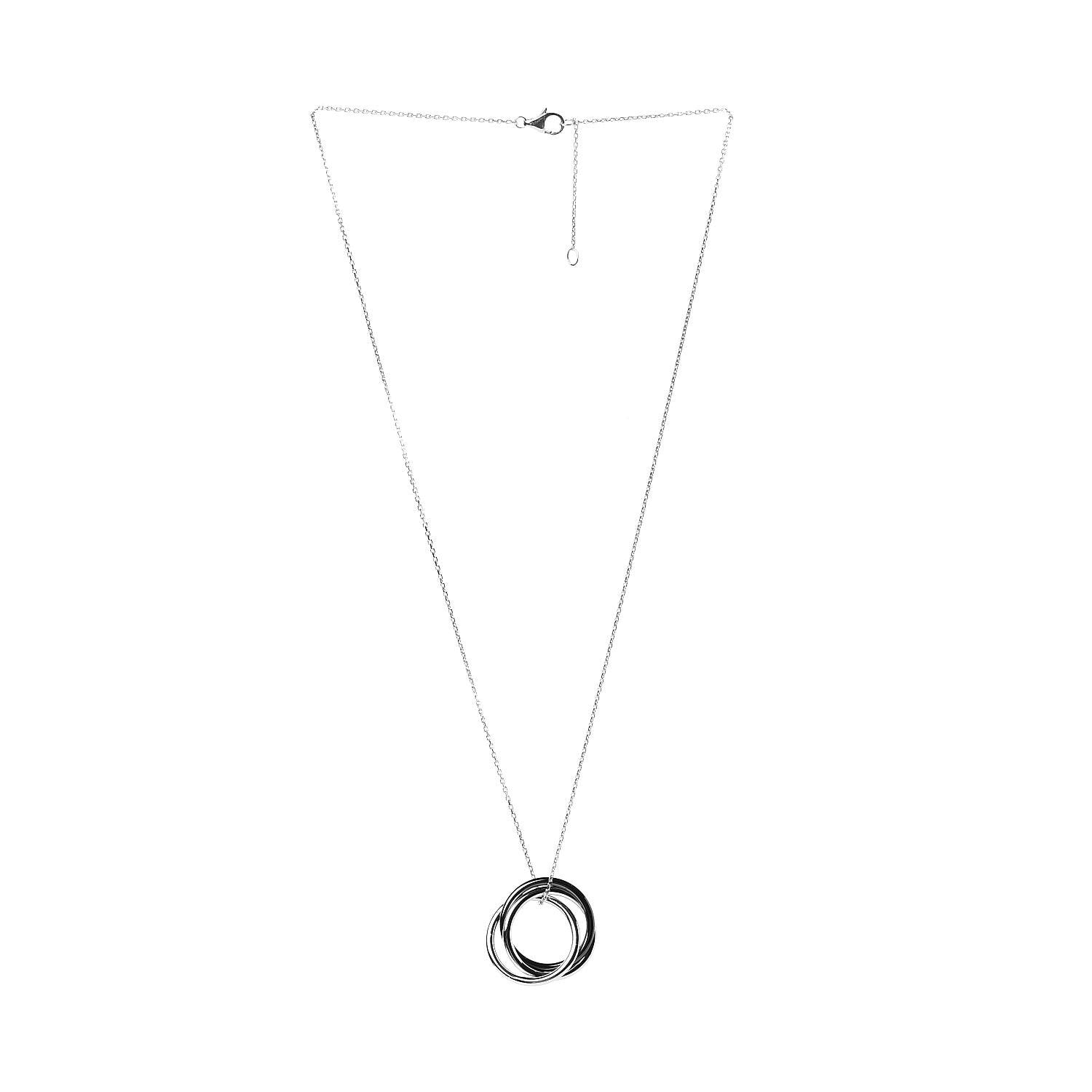 Cartier 18K White Gold Black Ceramic Diamond Trinity Pendant Necklace 3 of 5
