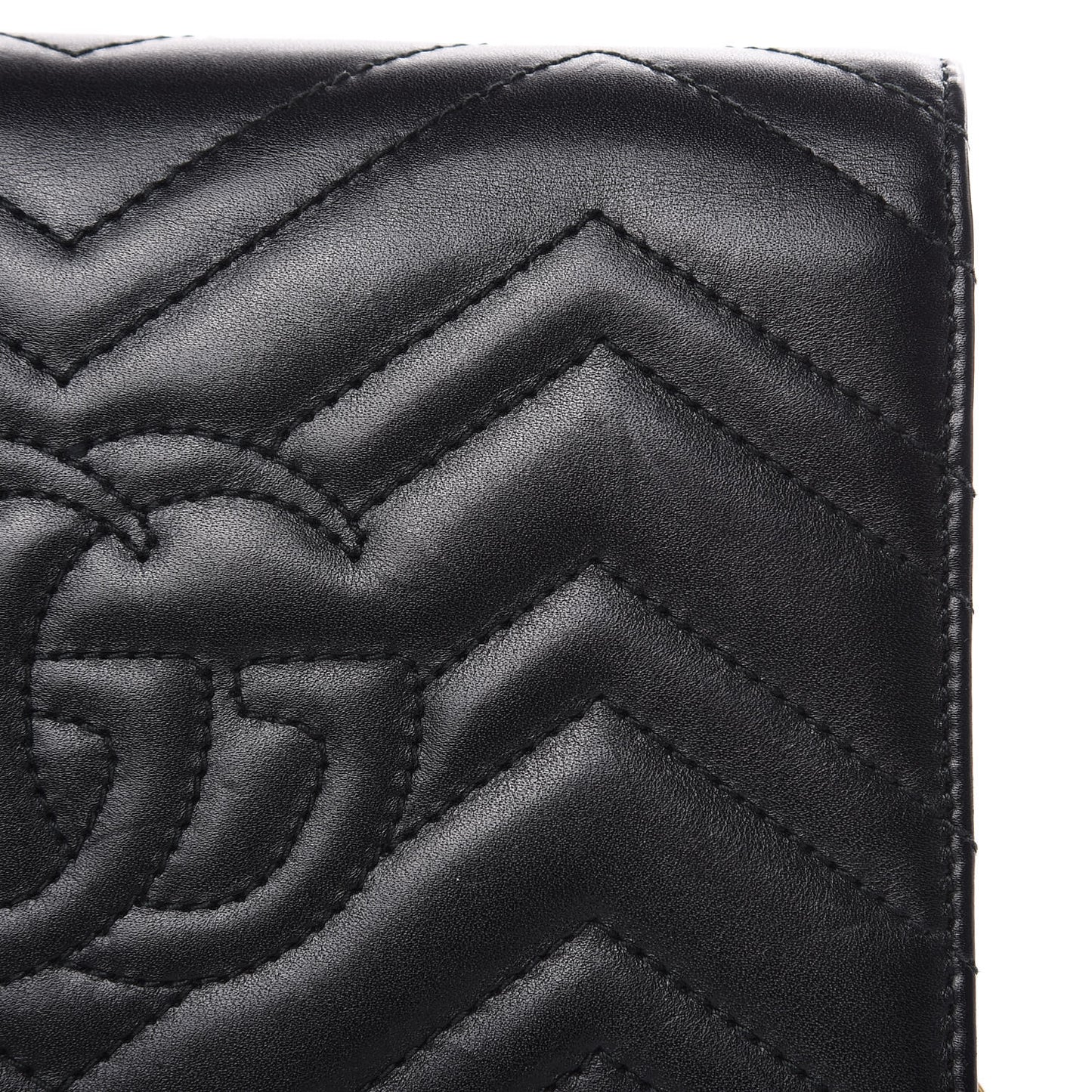 Calfskin Matelasse GG Marmont Chain Wallet Black
