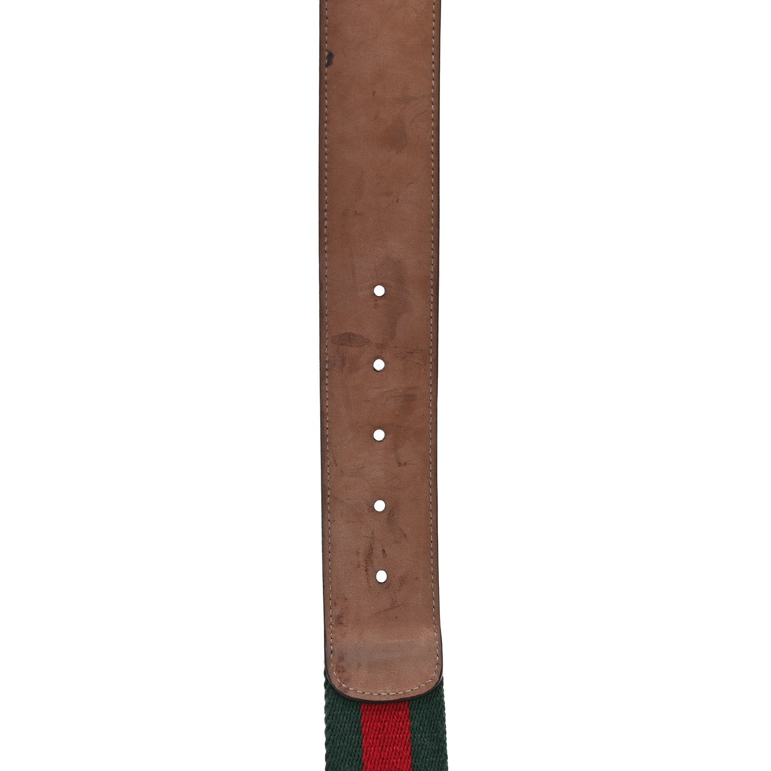 Gucci Nylon Calfskin Double G Web 40mm Belt 95 38 95 38 Green Red Cuir 5 of 6