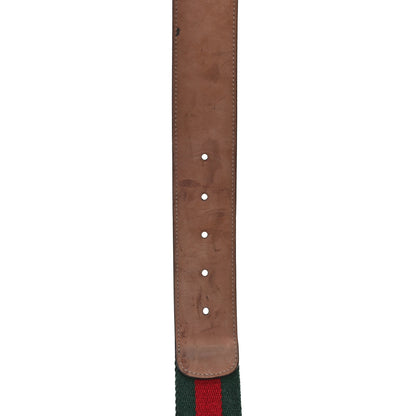 Gucci Nylon Calfskin Double G Web 40mm Belt 95 38 95 38 Green Red Cuir 5 of 6