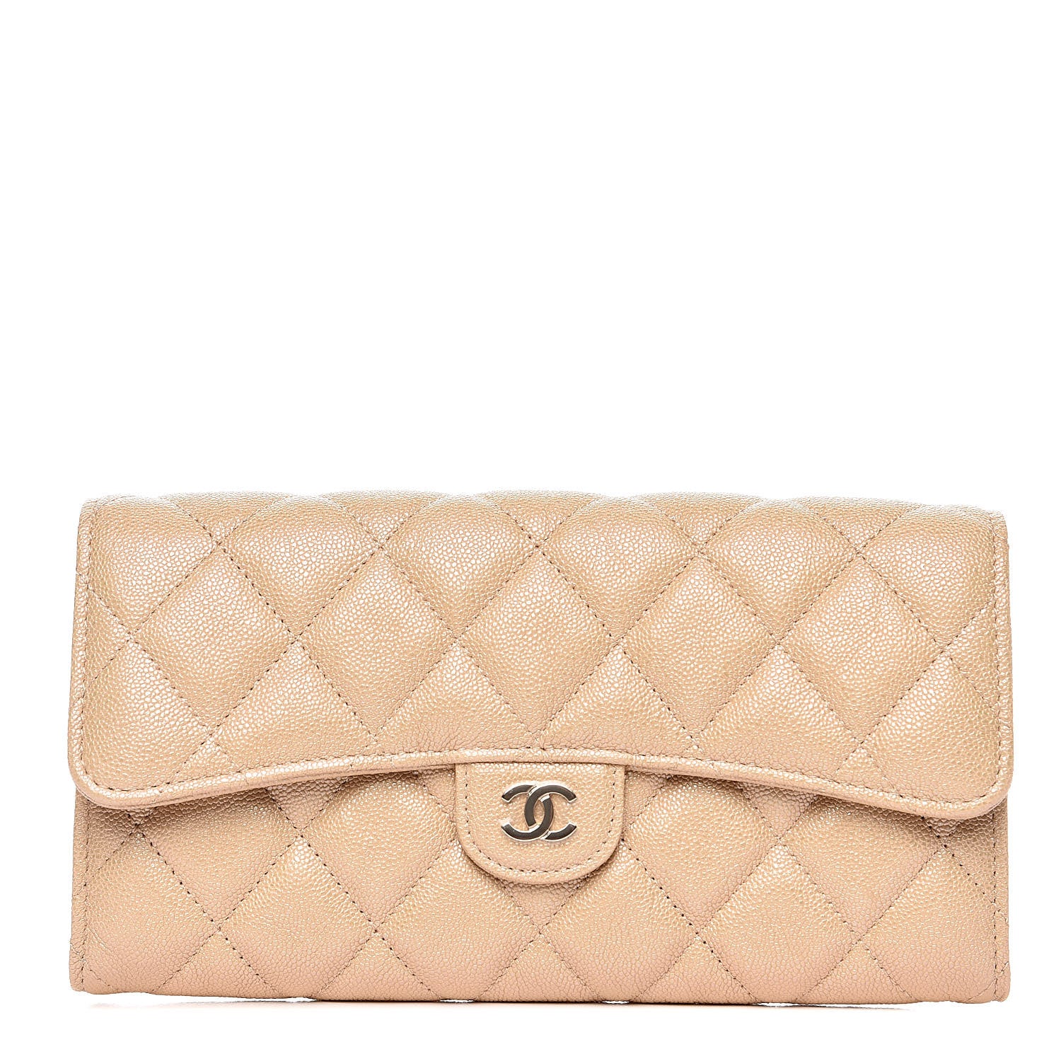 Chanel Iridescent Caviar Quilted Long Flap Wallet Beige 1 of 11
