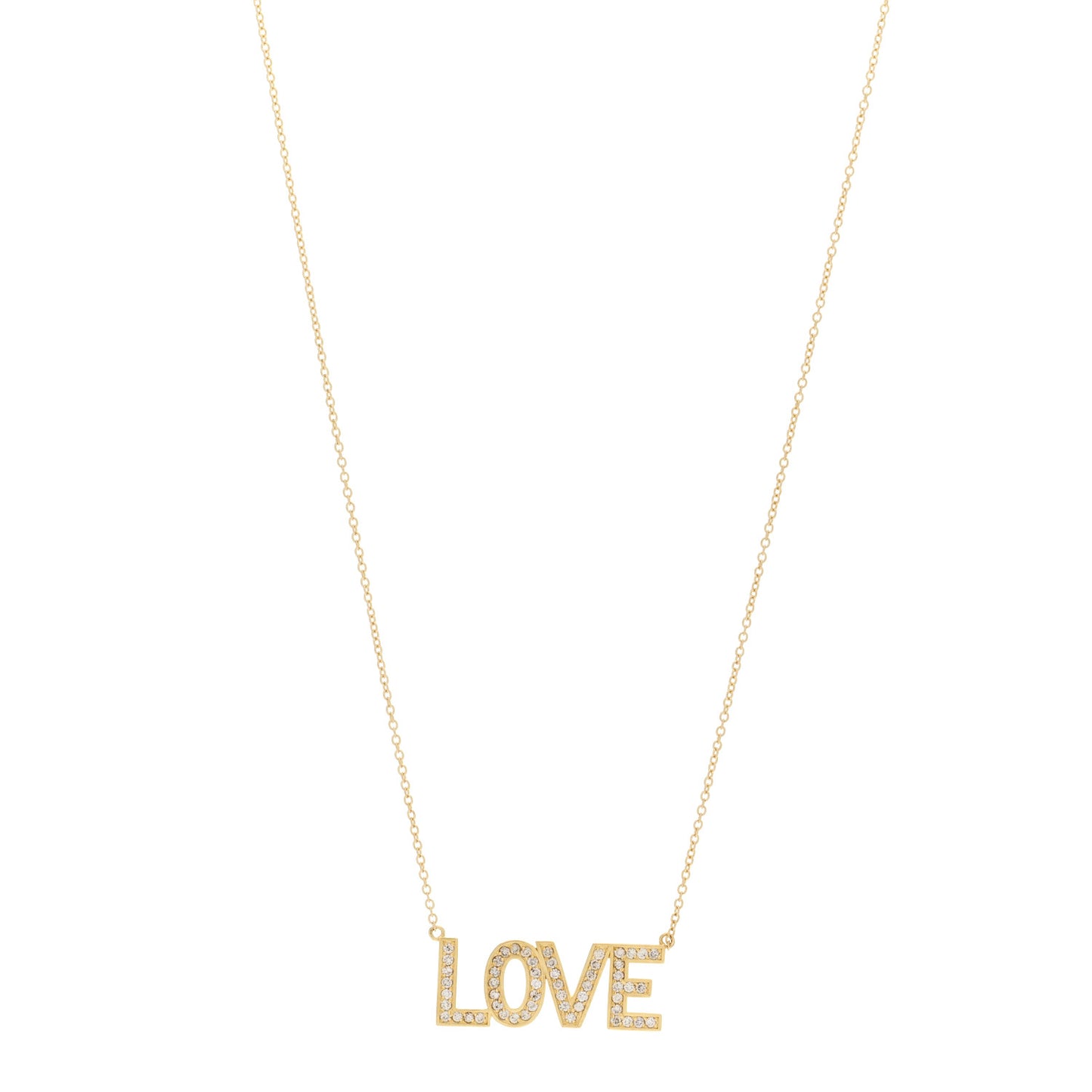 18K Yellow Gold Diamond Love Pendant Necklace