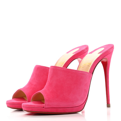 Christian Louboutin Suede Pigamule 120 Slide Sandals 36 Bangal Rose 3 of 8