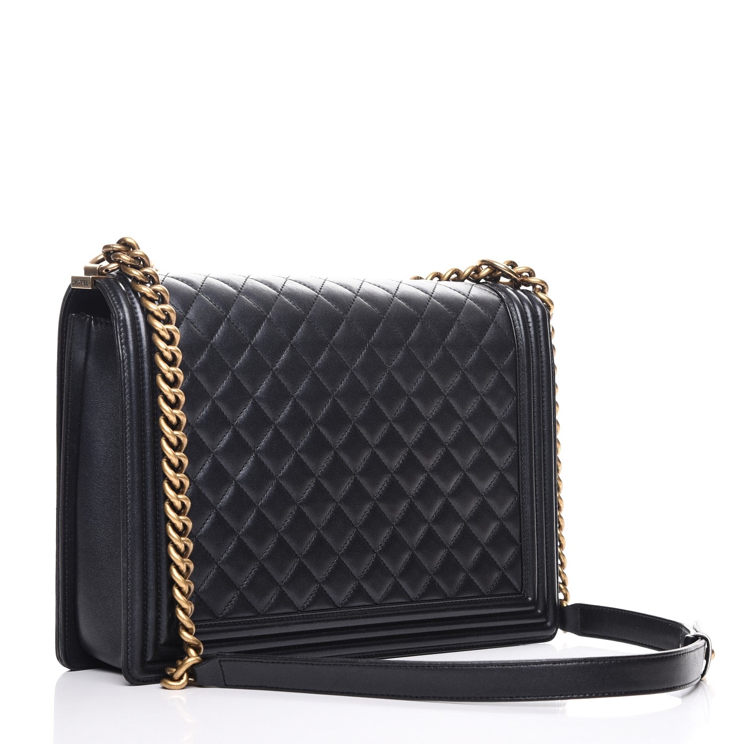 Chanel Metallic Calfskin Quilted Large Boy Flap Black 3 of 13