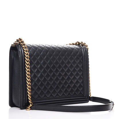 Chanel Metallic Calfskin Quilted Large Boy Flap Black 3 of 13