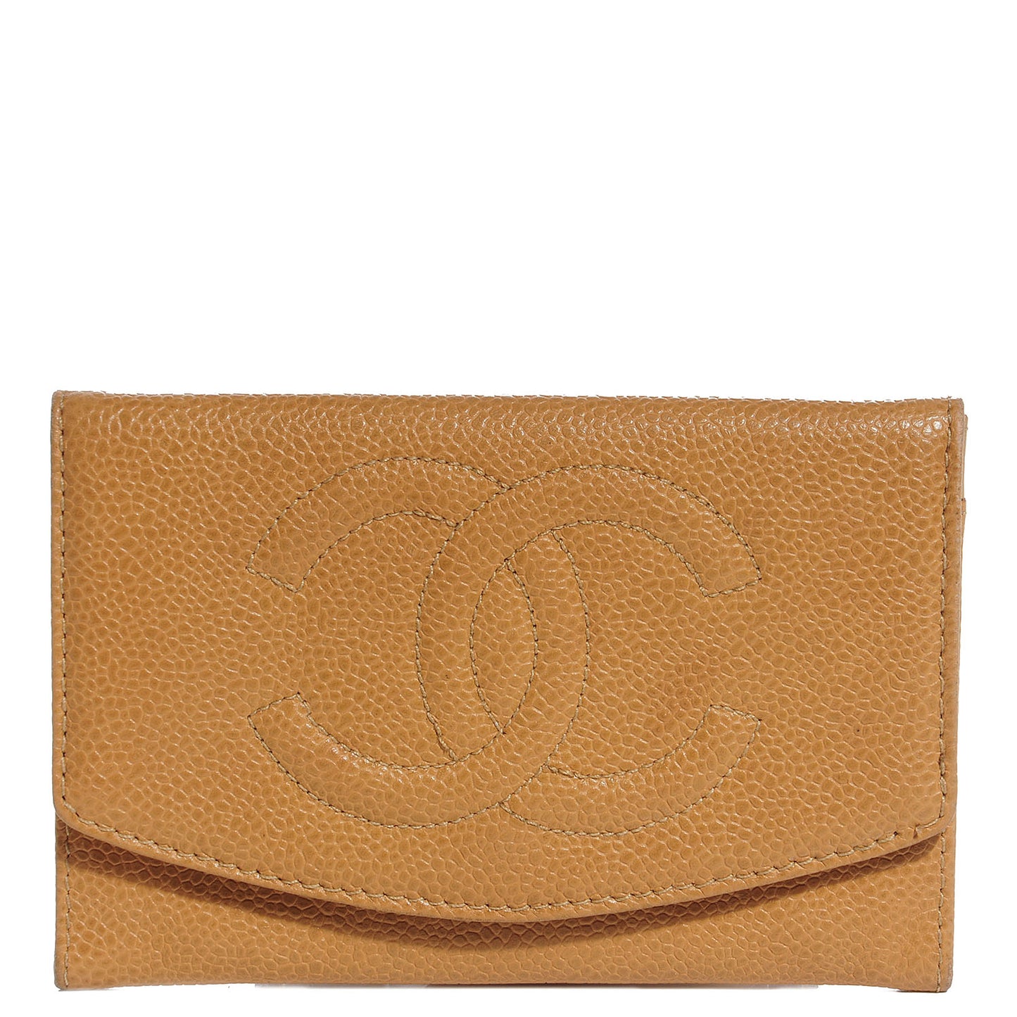 Caviar Card Holder Wallet Beige