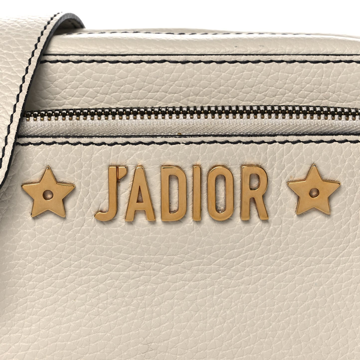 Grained Calfskin J'Adior Camera Case Clutch With Chain White