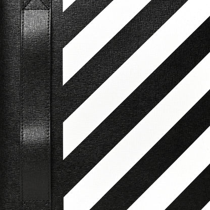 Off-White Saffiano Striped Diag Agenda Black White 7 of 9