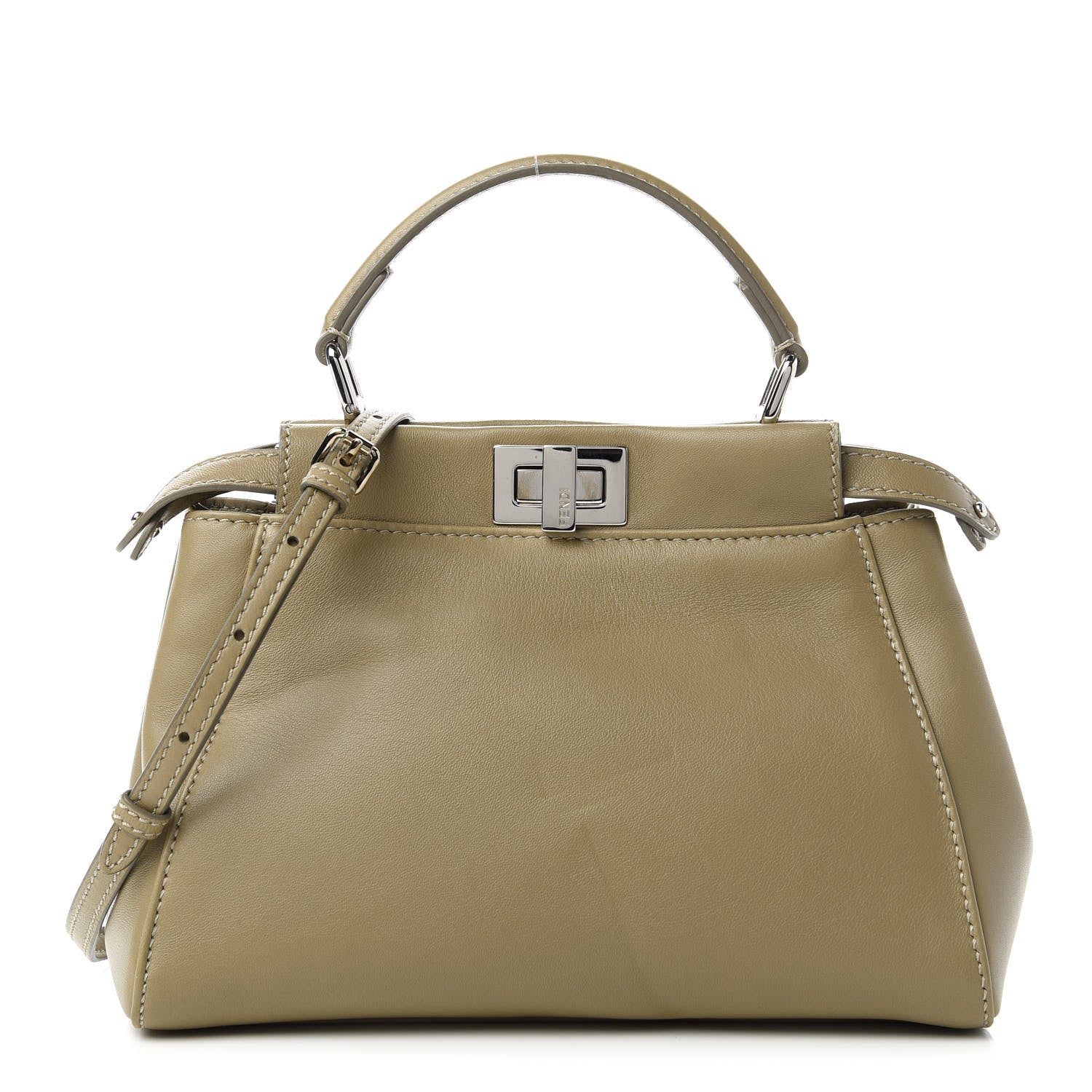 Fendi Nappa Mini Peekaboo Iconic Satchel Tortora 1 of 10