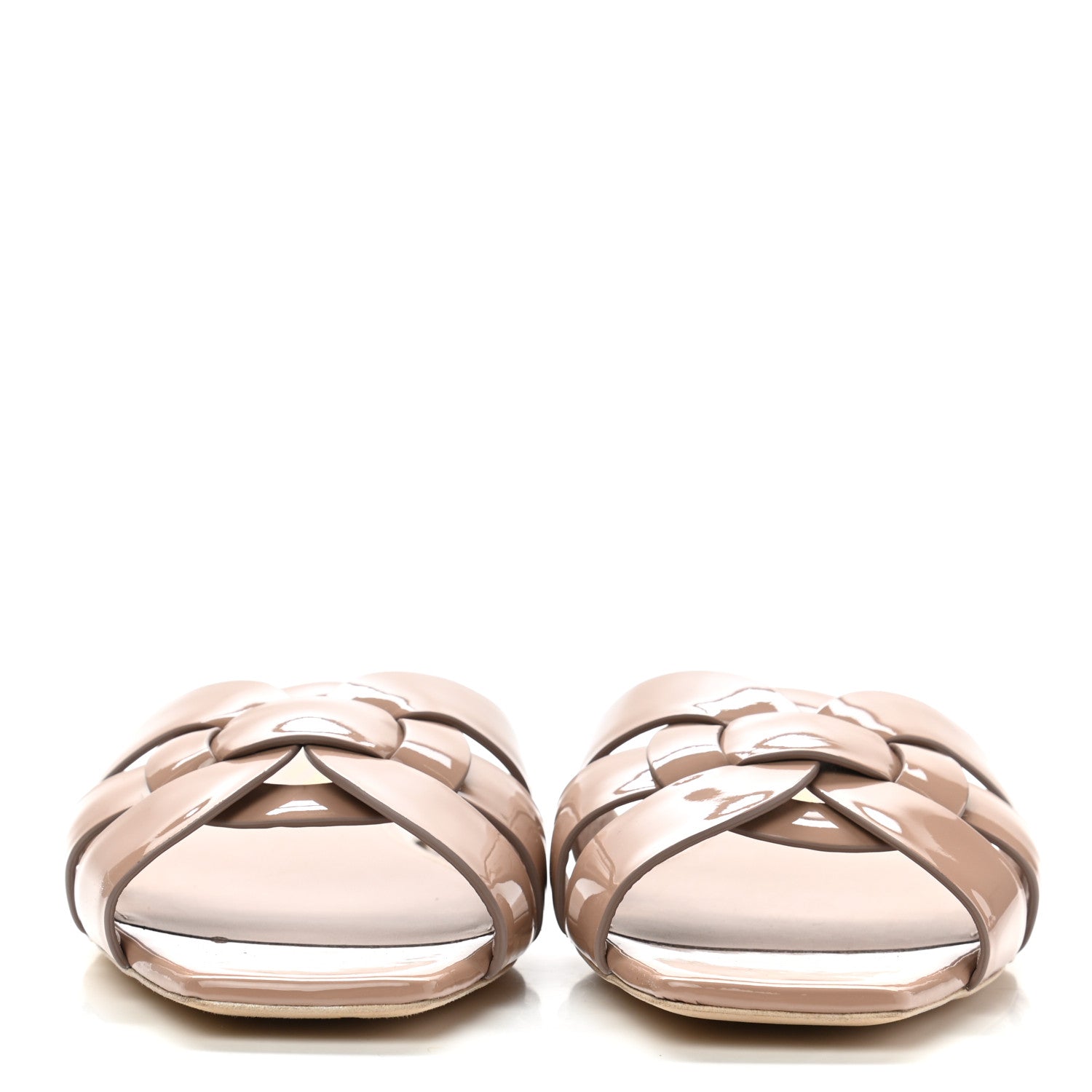 Saint Laurent Patent Calfskin Nu Pied 05 Slide Sandals 37 Nude 2 of 8