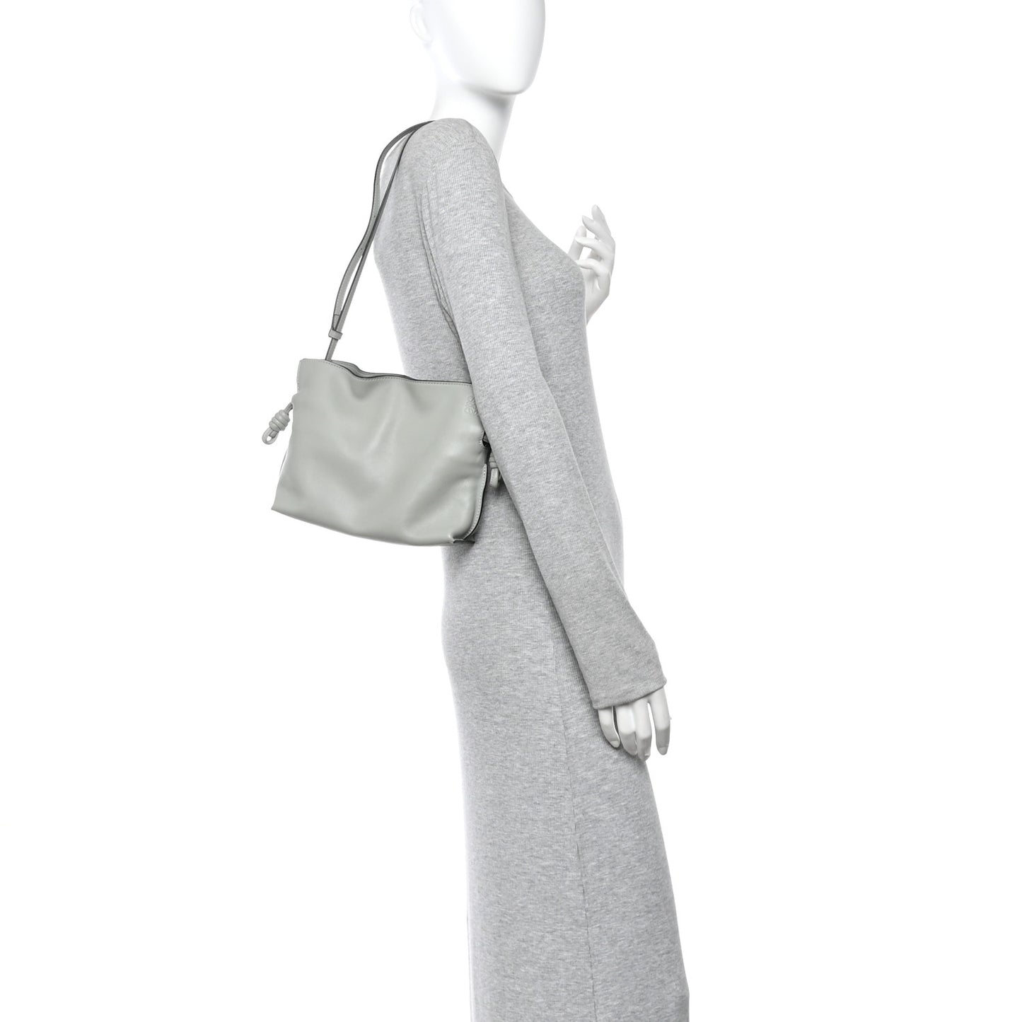 Calfskin Mini Flamenco Knot Clutch Ash Grey