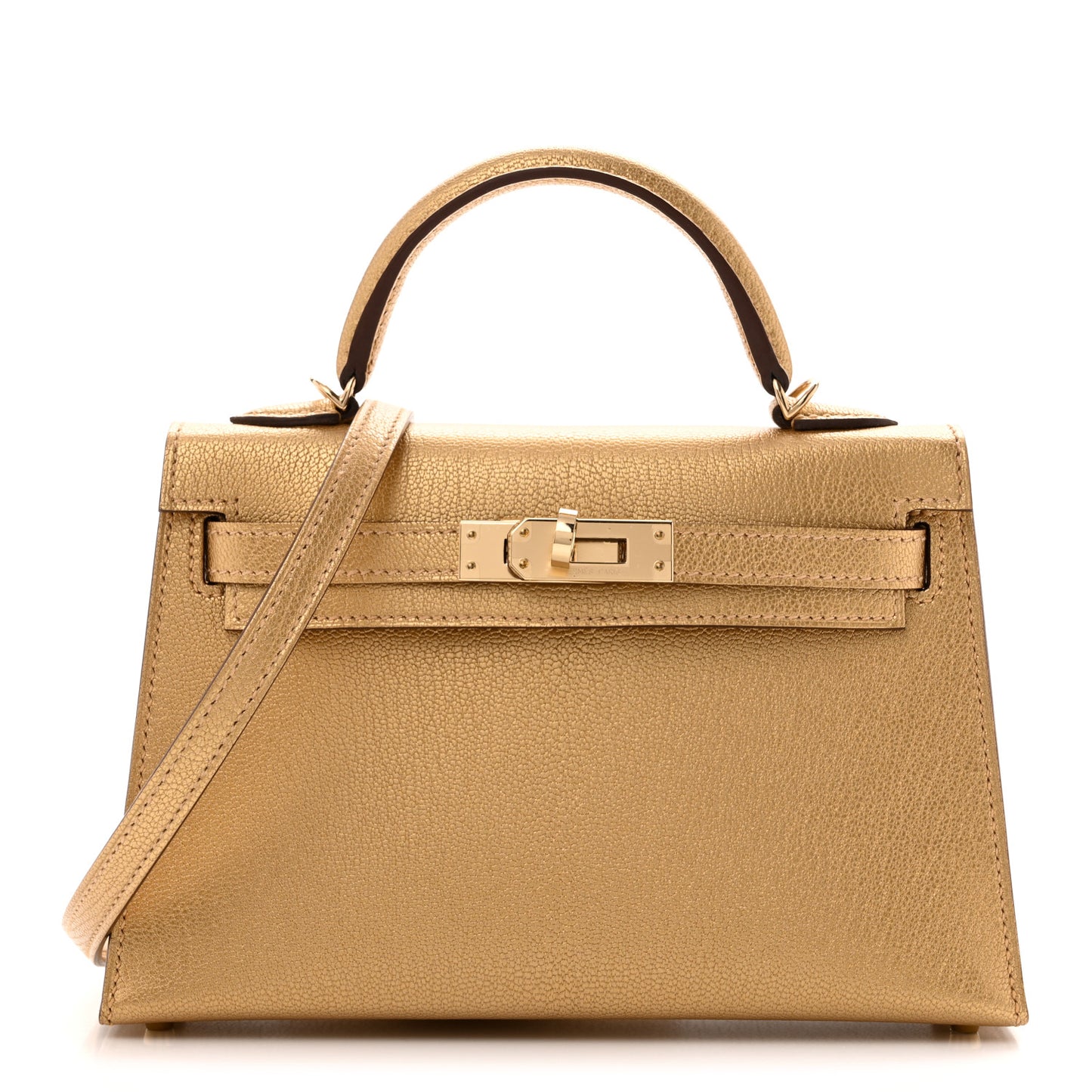 Metallic Chevre Chamkilight Mini Kelly Sellier 20 Dore