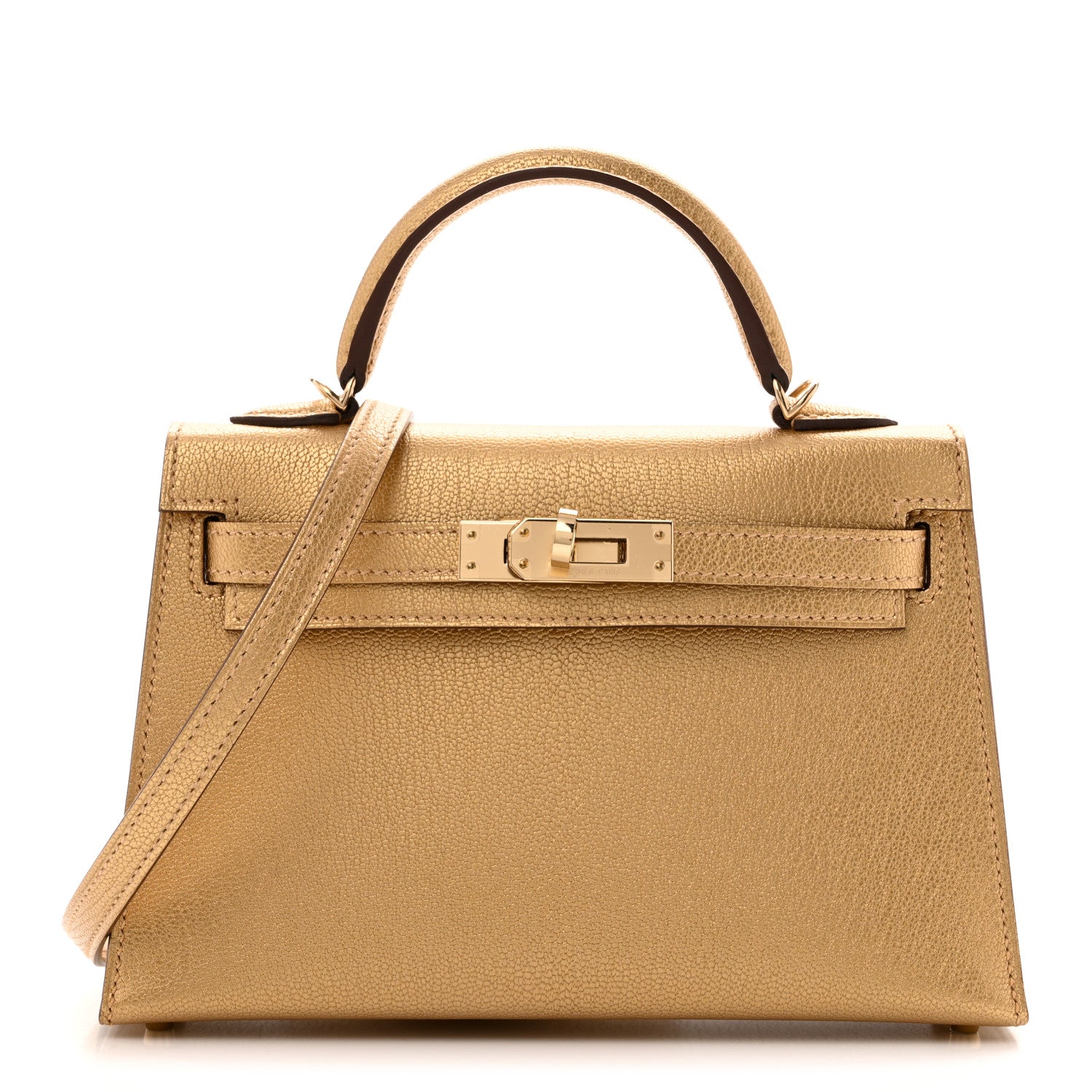 Hermes Metallic Chevre Chamkilight Mini Kelly Sellier 20 Dore 1 of 11