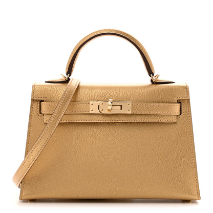 Hermes Metallic Chevre Chamkilight Mini Kelly Sellier 20 Dore 1 of 11