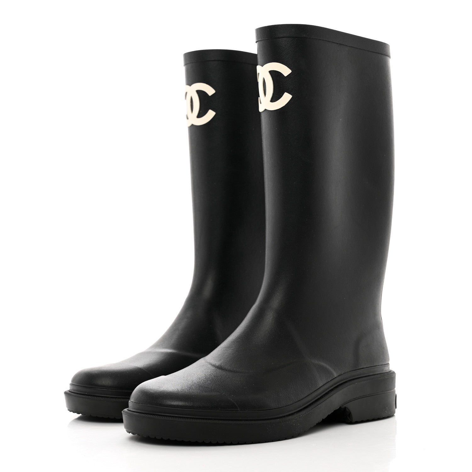 Chanel Caoutchouk CC High Boots 37 Black 3 of 8
