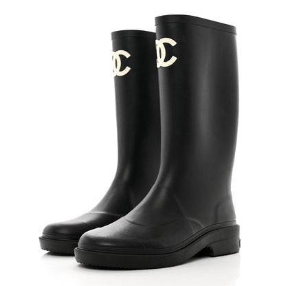 Chanel Caoutchouk CC High Boots 37 Black 3 of 8
