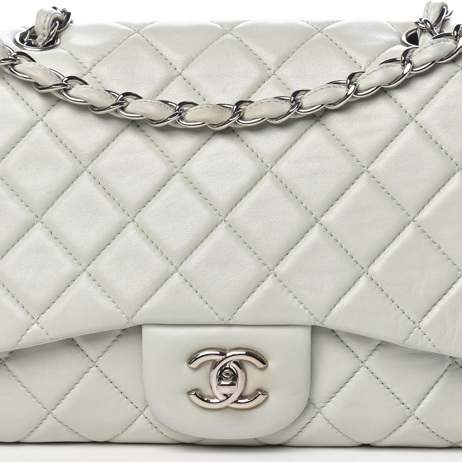 Chanel Lambskin Quilted Jumbo Single Flap Green 10 of 11