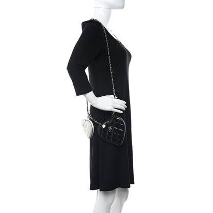Chanel Patent Calfskin Resin Quilted CC Heart Clutch With Chain Black 2 of 17