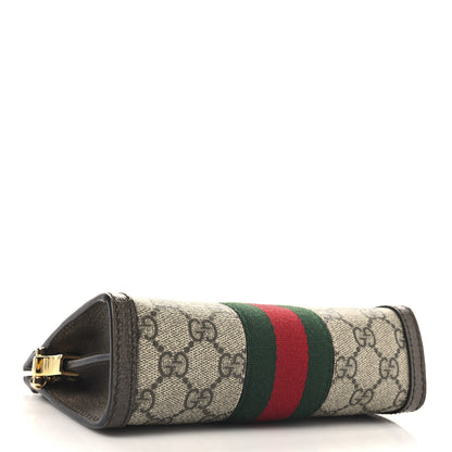 Gucci GG Supreme Monogram Textured Dollar Calfskin Web Mini Ophidia Chain Shoulder Bag Beige Ebony New Acero 4 of 10