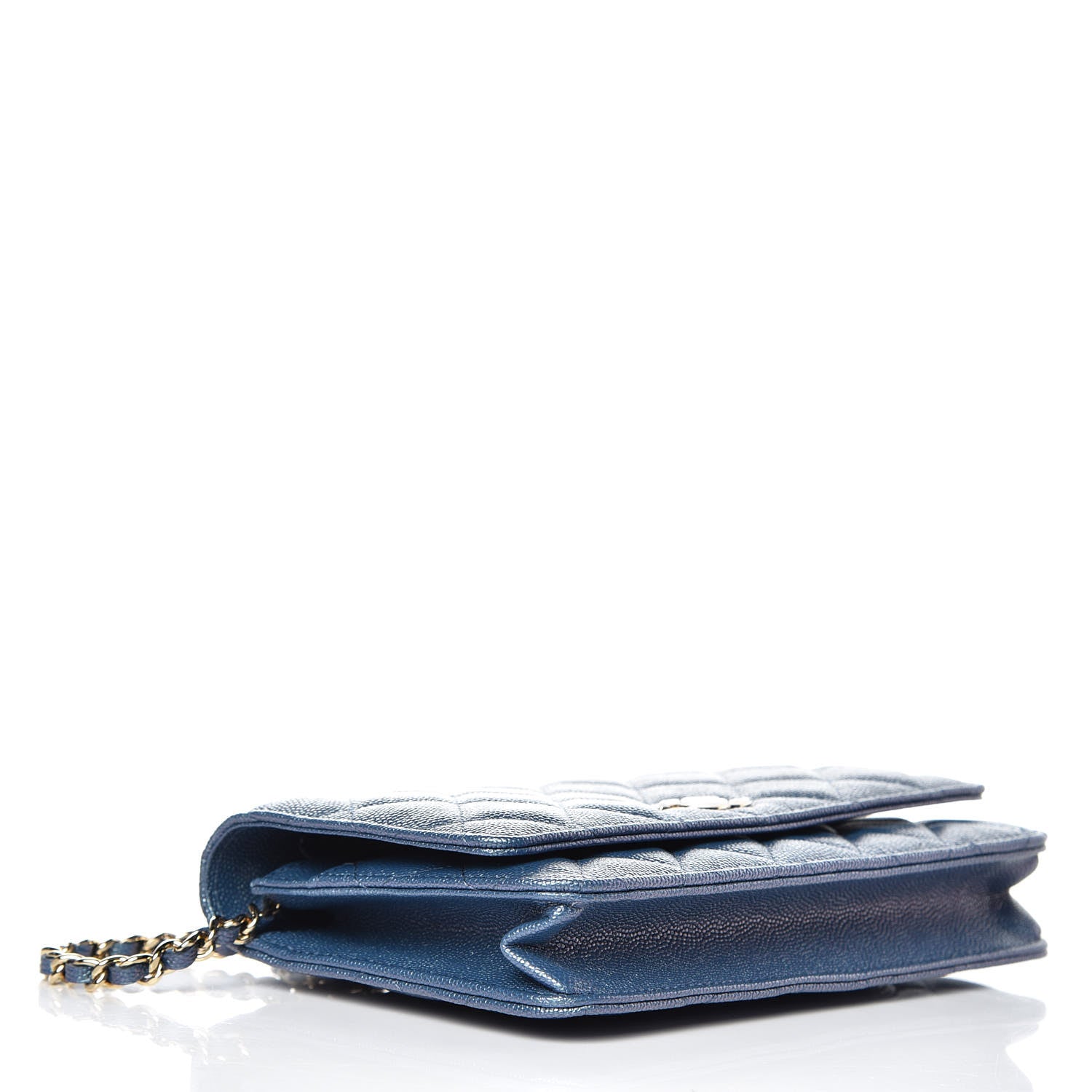 Chanel Iridescent Caviar Quilted Wallet On Chain WOC Dark Blue 3 of 11