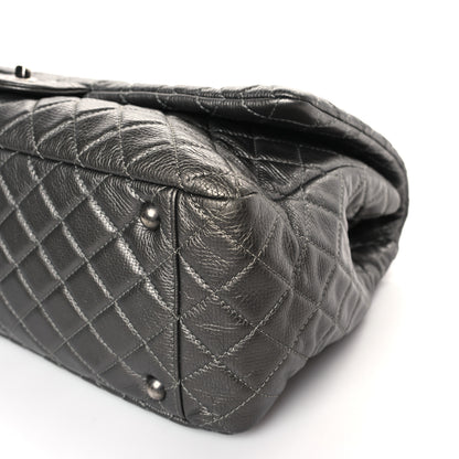 Chanel Calfskin Quilted Small XXL Travel Flap Bag Dark Silver 9 of 11