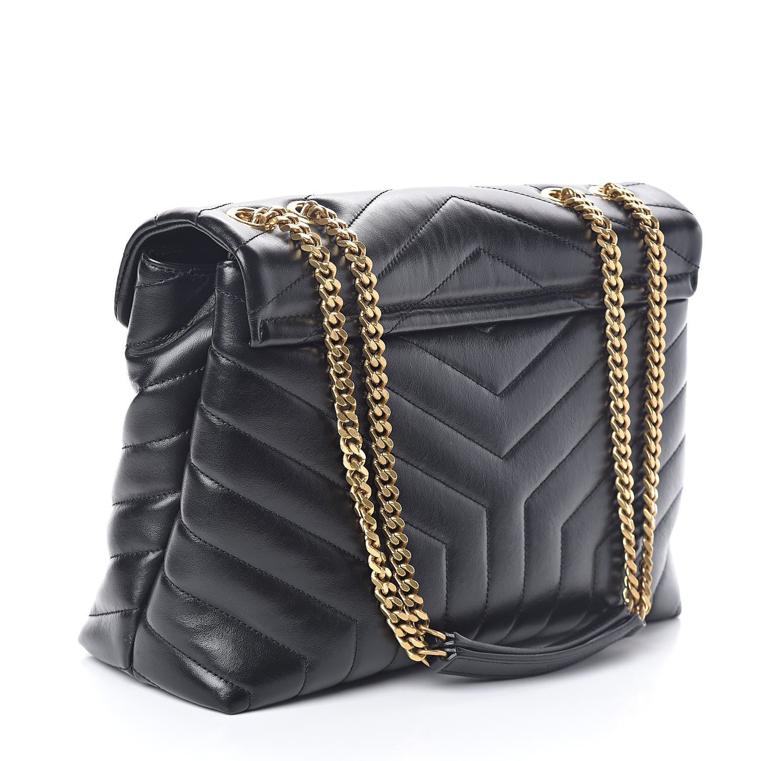 Saint Laurent Calfskin Y Quilted Monogram Medium Loulou Chain Satchel Black 3 of 9