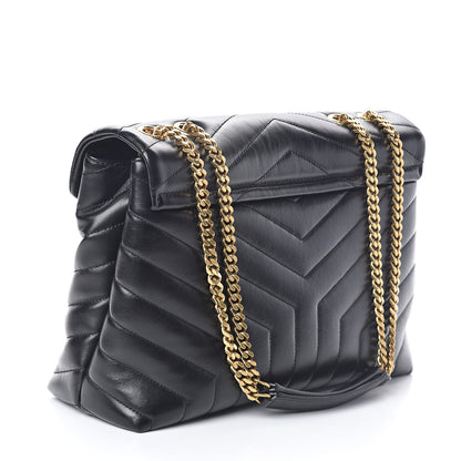 Saint Laurent Calfskin Y Quilted Monogram Medium Loulou Chain Satchel Black 3 of 9
