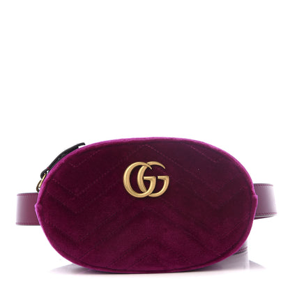 Gucci Velvet Matelasse GG Marmont Belt Bag 85 34 Fuchsia Violet Cyclamen 1 of 8
