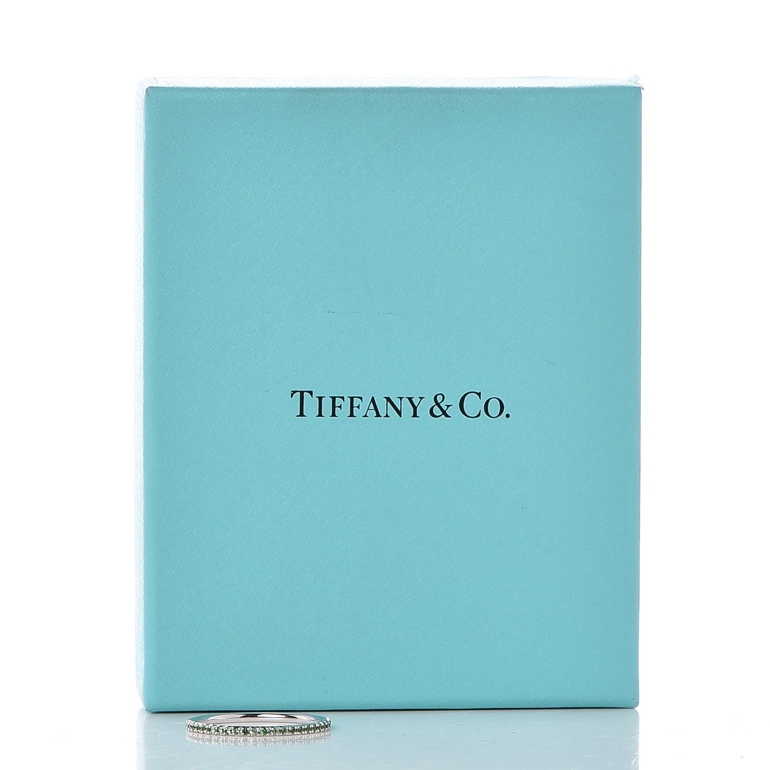 Tiffany 18K White Gold Tsavorite Metro Ring 60 9 5 of 5