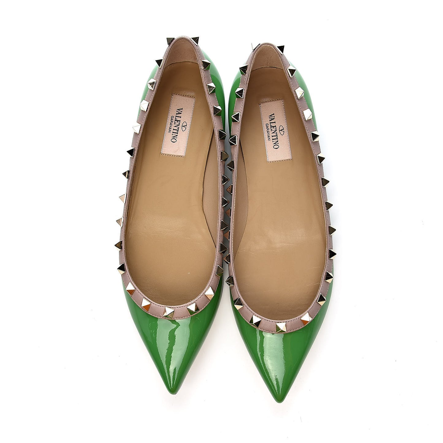 Patent Rockstud Ballerina Flats 38.5 Green Poudre