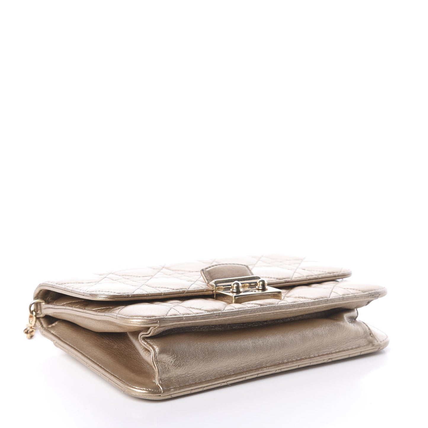 Metallic Lambskin Cannage Miss Dior Promenade Pouch Gold
