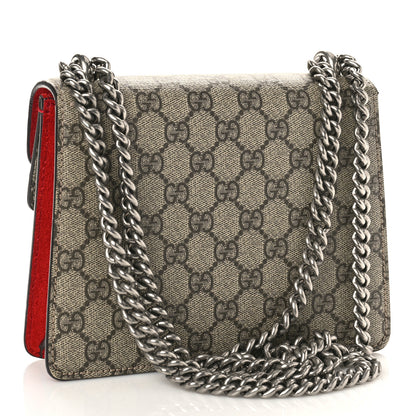 Gucci GG Supreme Monogram Suede Mini Dionysus Shoulder Bag Beige Ebony Vulcanic Red 3 of 13