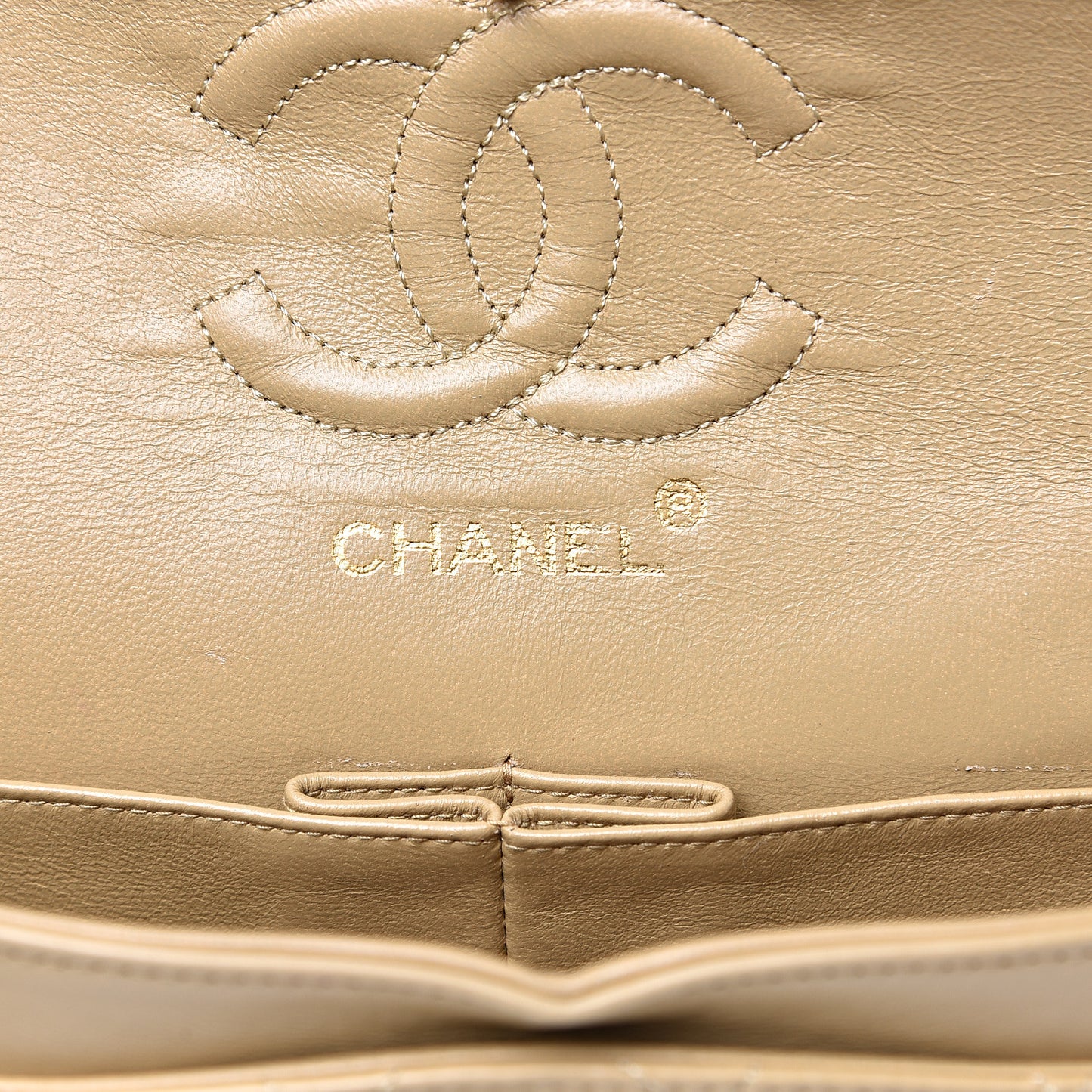 Lambskin Quilted Small Double Flap Beige