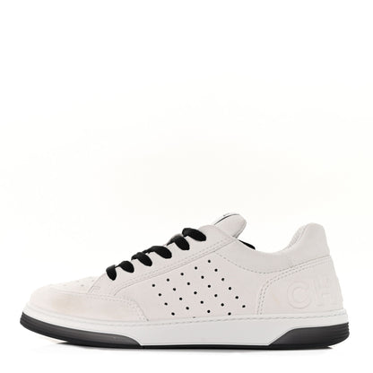 Chanel Calfskin Mens Logo Sneakers 42 Black White 1 of 9