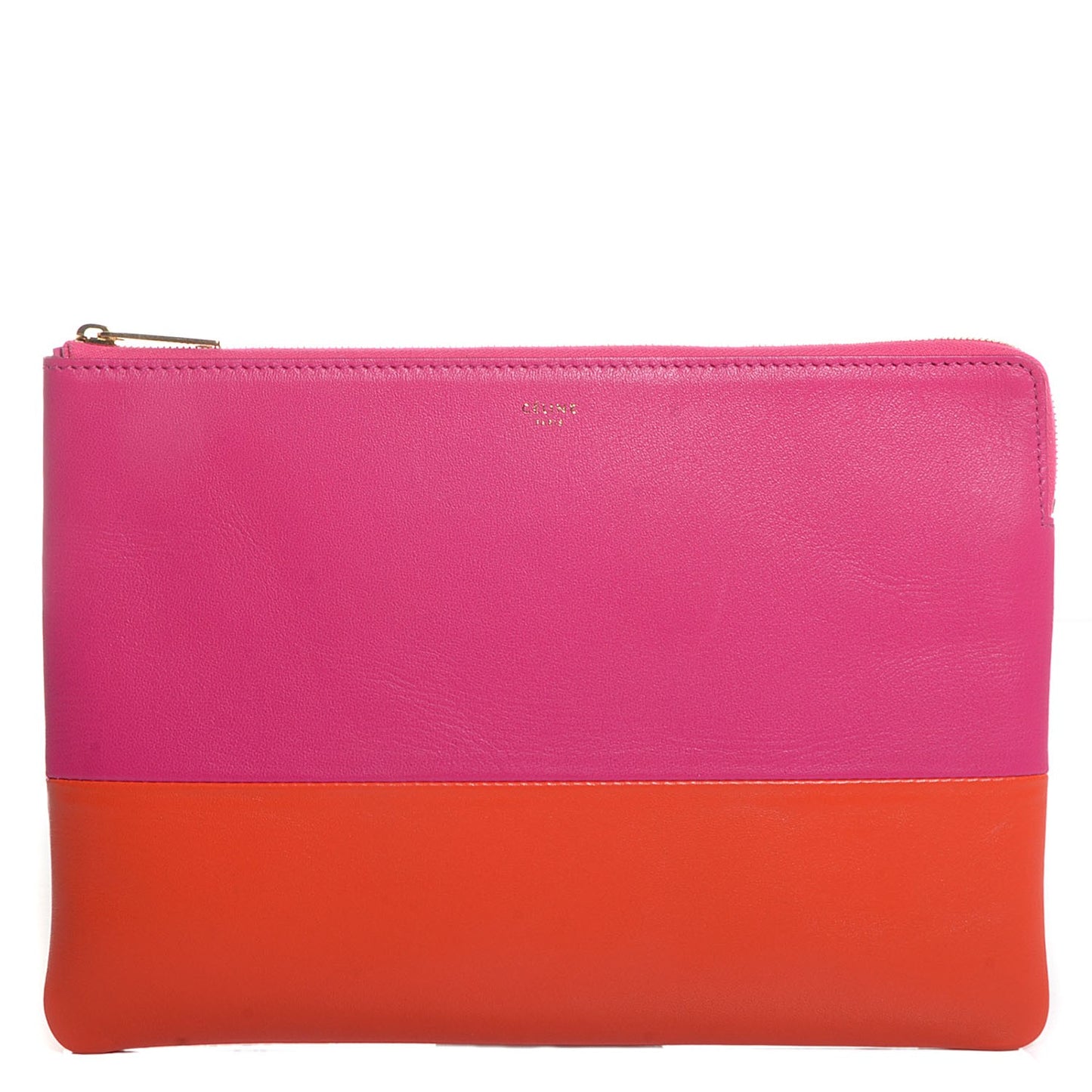 Lambskin Bi-Color Solo Clutch Pouch Hibiscus