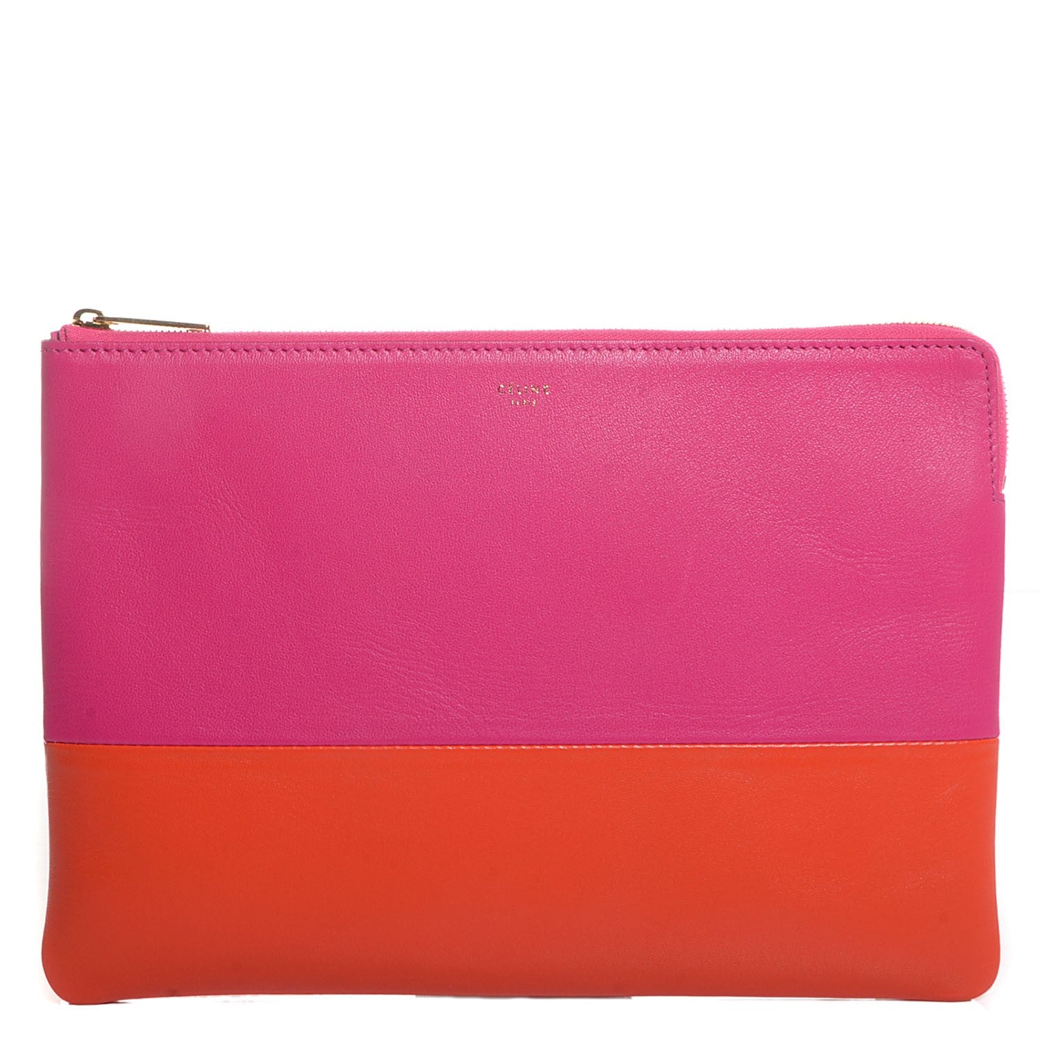 Celine Lambskin Bi-Color Solo Clutch Pouch Hibiscus 1 of 8