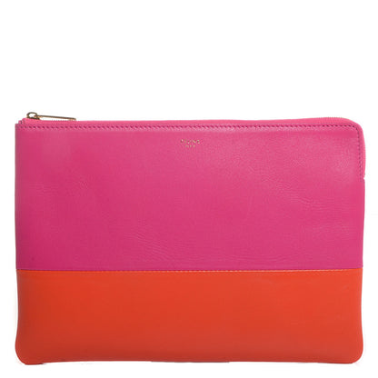 Celine Lambskin Bi-Color Solo Clutch Pouch Hibiscus 1 of 8