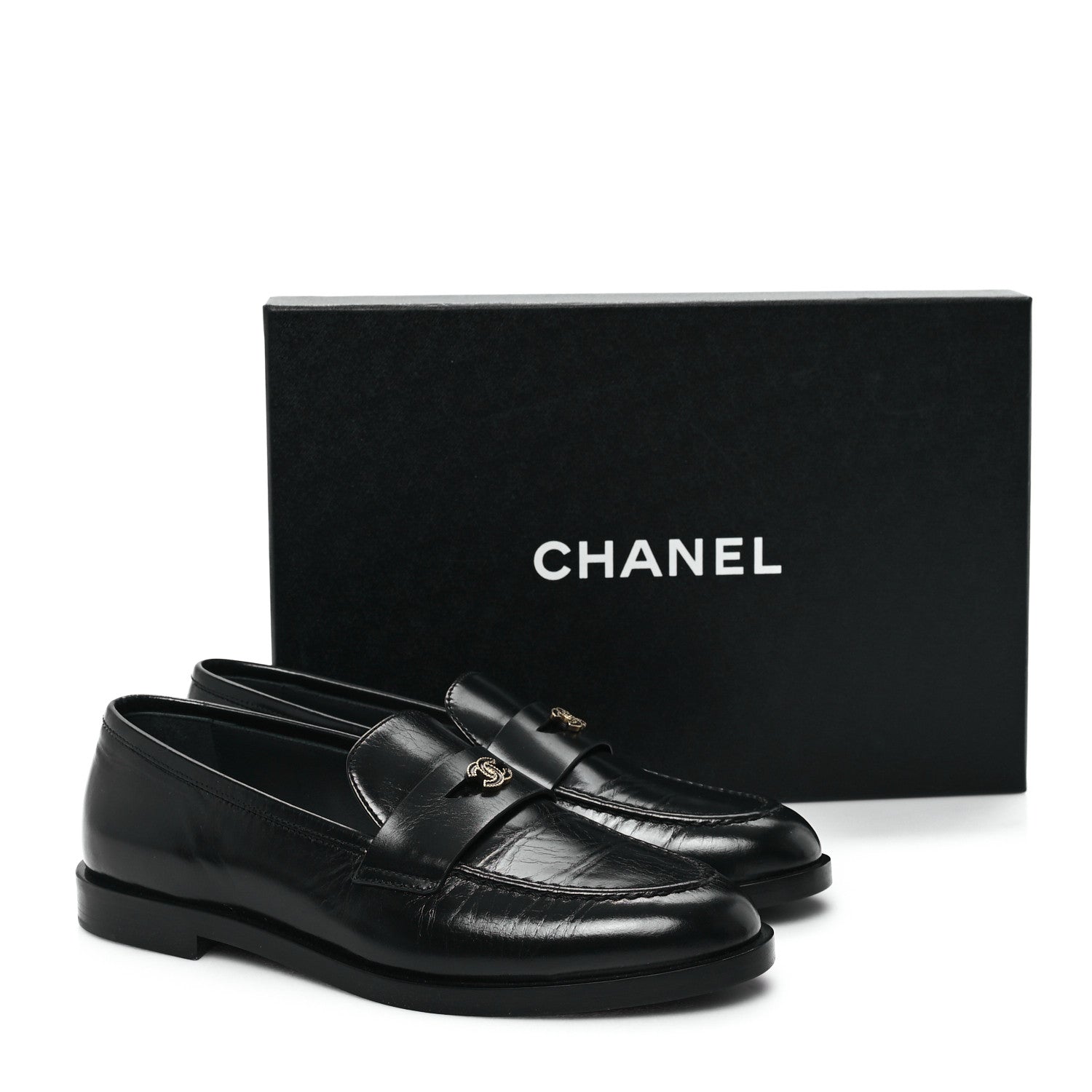 Chanel Shiny Calfskin CC Moccasin Loafers 36 Black 10 of 10