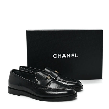 Chanel Shiny Calfskin CC Moccasin Loafers 36 Black 10 of 10