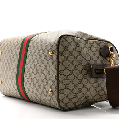 Gucci GG Supreme Monogram Textured Dollar Calfskin Web Large Savoy Duffle Bag Beige Ebony New Acero 9 of 10