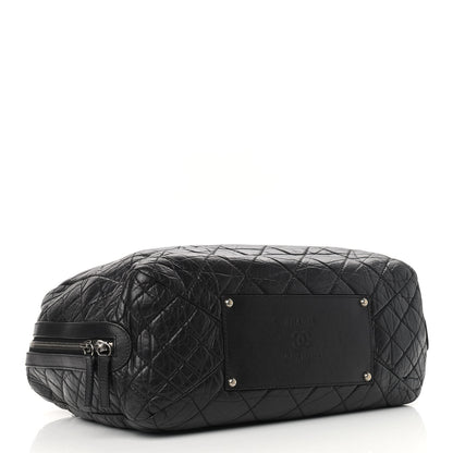 Chanel Aged Calfskin Quilted Large Secret Tag Bowling Bag Black 4 of 12
