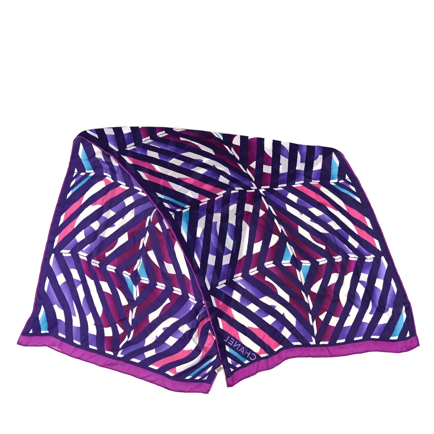 Chanel Silk CC Scarf Purple Multicolor 2 of 3