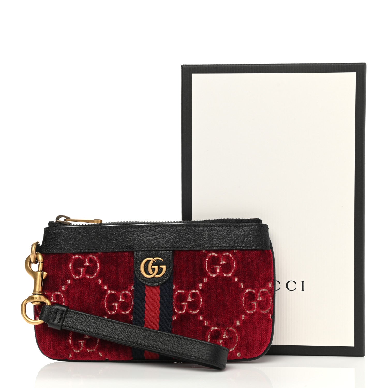 Gucci Velvet GG Monogram Textured Calfskin Web Smartphone Case Red Cipria Black 8 of 8